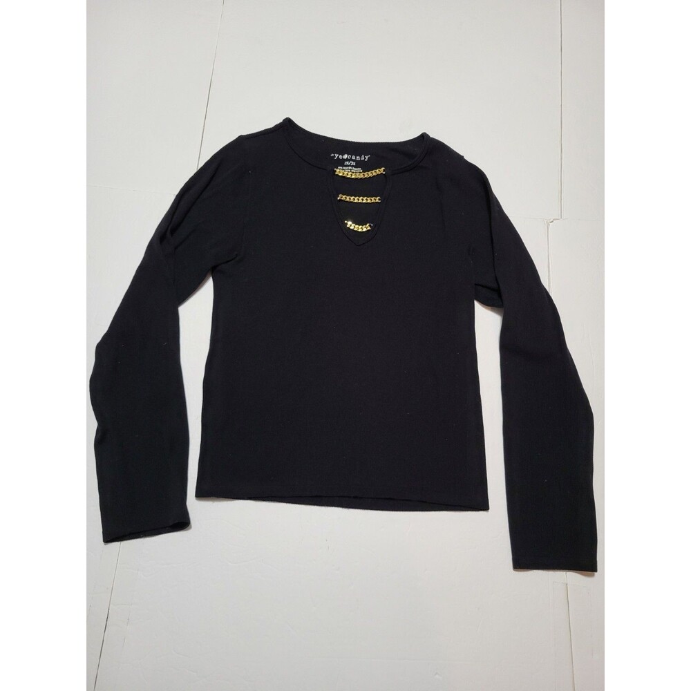 (#L7) Eye Candy Womens V-Neck Long Sleeve Size Women's 2X/3X Black